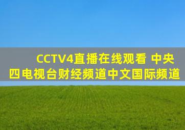 CCTV4直播在线观看 中央四电视台财经频道中文国际频道